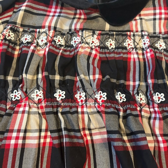 Hanna Andersson girls plaid dress 160cm white black red velvet - Picture 3 of 9